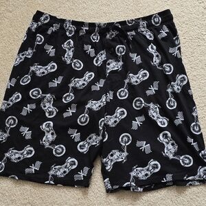 🌈Mad Engine Black Motorcycle Print Pajama Lounge Shorts Size XL
